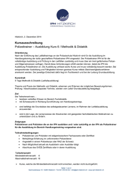 Ausschreibung PT Kurs 6 Methodik & Didaktik
