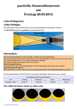 partielle Sonnenfinsternis am Freitag 20.03.2015