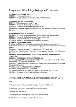 Programm der Pfingstfesttage 2015