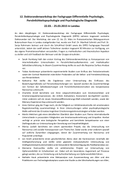Doktorandenworkshop 2015 Bericht