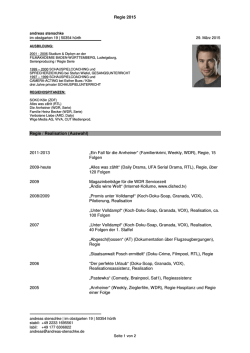 Regie 2015 Regie / Realisation (Auswahl) 2011