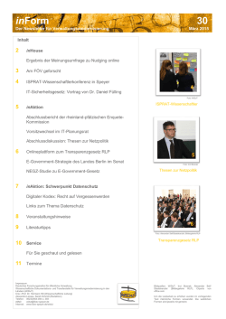 inForm 30 - Deutsches Forschungsinstitut f&uuml;r &ouml;ffentliche Verwaltung