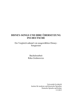 disney-songs und ihre &uuml;bersetzung ins deutsche