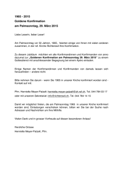 1965 - 2015 Goldene Konfirmation am Palmsonntag, 29. März 2015