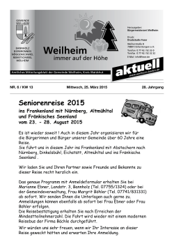Seniorenreise 2015 - Gemeinde Weilheim