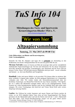 TuS Info 104 - (TUS) Kreuzweingarten