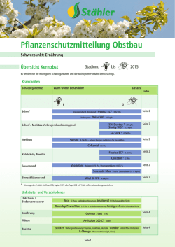Pflanzenschutzmitteilung Obstbau