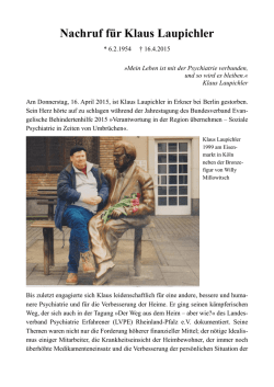 Nachruf für Klaus Laupichler