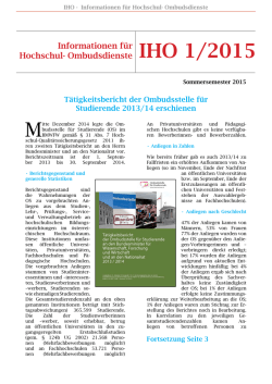 IHO-Newsletter Sommersemester 2015