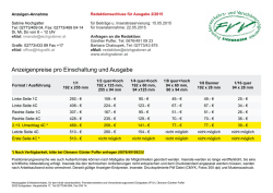 Anzeigenpreise pro Einschaltung und Ausgabe