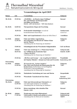 Veranstaltungen im April 2015
