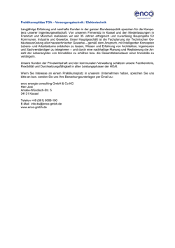 Praktikumspl&auml;tze TGA &ndash; Versorgungstechnik / Elektrotechnik