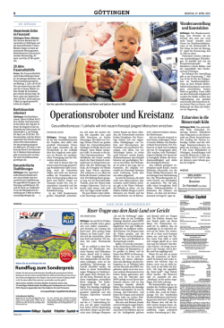 G&ouml;ttinger Tageblatt vom 27.04.15 Operationsroboter und Kreistanz