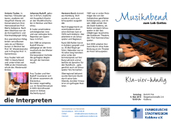 Musikabend zum Lob Gottes am 9. Mai 2015