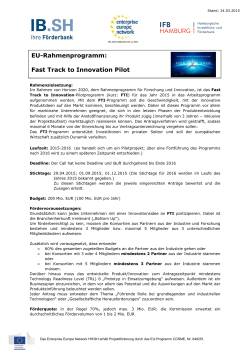 Kurzinfo Fast Track to Innovation (FTI)