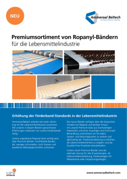 Premiumsortiment von Ropanyl-B&auml;ndern f&uuml;r die Lebensmittelindustrie