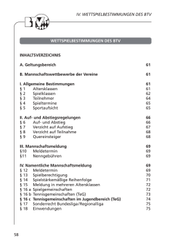 IV. WETTSPIELBESTIMMUNGEN DES BTV 58