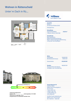 Immo der Woche Ruthstr. 7 3 R&auml;ume, K, D, B Bad mit Wanne Ruhig