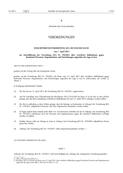 DURCHF&Uuml;HRUNGSVERORDNUNG (EU) 2015
