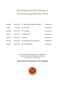 CVP Veranstaltungen 2016 - Carnevalverein Petersberg eV