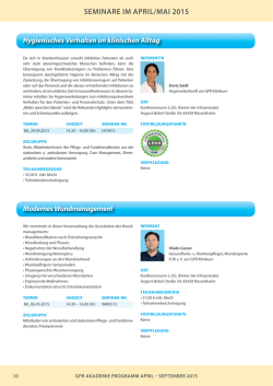 Hygienisches Verhalten im klinischen Alltag SEMINARE IM APRIL
