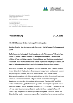 500.000 Höhenmeter für den Nationalpark Berchtesgaden