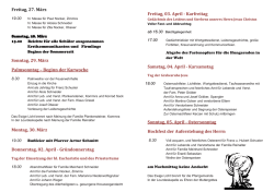 GOTTESDIENSTORDNUNG 27. M&auml;rz
