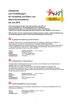 Überblick Veranstaltungen erstes Halbjahr 2015