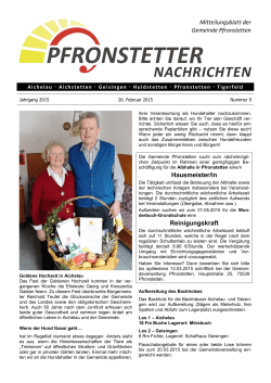 Mitteilungsblatt Nr. 09 vom 26.02.2015