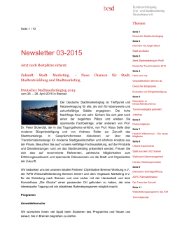 Newsletter 03-2015 - und Stadtmarketing Deutschland eV
