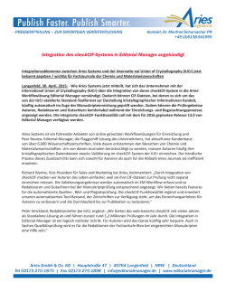 Integration des checkCIF-Systems in Editorial Manager angek&uuml;ndigt