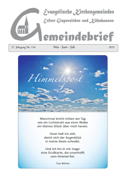 Mai - Juni - Juli - Evangelische Kirchengemeinde Erfurt