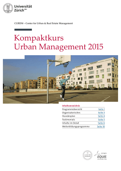 Broschüre Urban Management 2015 - Institut für Banking und Finance