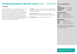 Festspiele Europäische Wochen Passau (19.6. – 2.8.2015)