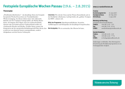 Festspiele Europ&auml;ische Wochen Passau (19.6. &ndash; 2.8.2015)
