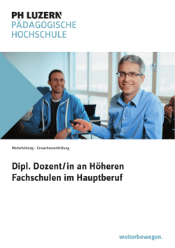 Dipl. Dozent / in an H&ouml;heren Fachschulen im Hauptberuf