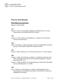 Publikationsliste Reusser - Institut f&uuml;r Erziehungswissenschaft