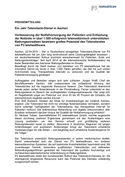 Ein Jahr Telenotarzt-Dienst in Aachen Verbesserung der