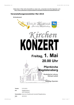 Veranstaltungskalender der Marktgemeinde Pettenbach Mai 2015