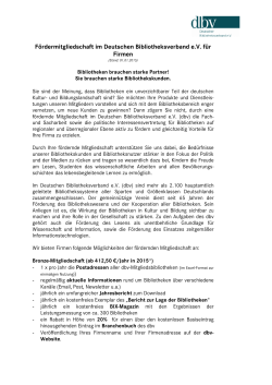 Silber - Bronze Mitgliedschaft - Deutscher Bibliotheksverband e.V.