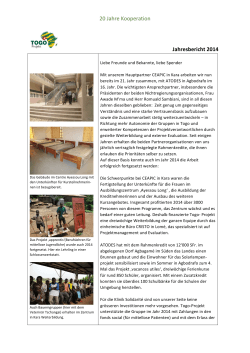 Jahresbericht 2014 - Stiftung Togo