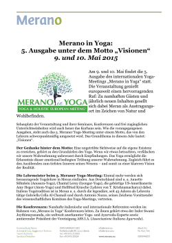 Merano in Yoga: 5. Ausgabe unter dem Motto „Visionen“ 9. und 10