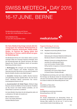 Der Swiss Medtech Day bringt erstmals alle Inte