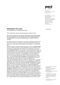 PRESSEMITTEILUNG - PACT Zollverein