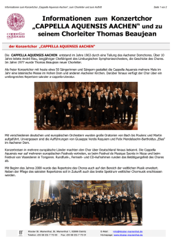 Informationen zum Konzertchor Cappella Aquensis Aachen und