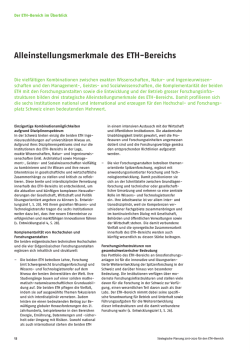 Kapitel «Alleinstellungsmerkmale des ETH-Bereichs - ETH-Rat
