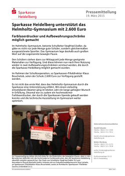 Sparkasse Heidelberg unterstützt das Helmholtz