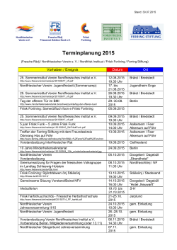 Terminplanung 2015 - Frasche Rädj / Friesenrat Sektion Nord