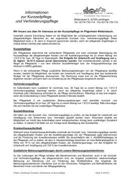 Informationsblatt / Pfleges&auml;tze