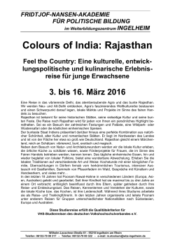 Colours of India: Rajasthan - Weiterbildungszentrum Ingelheim